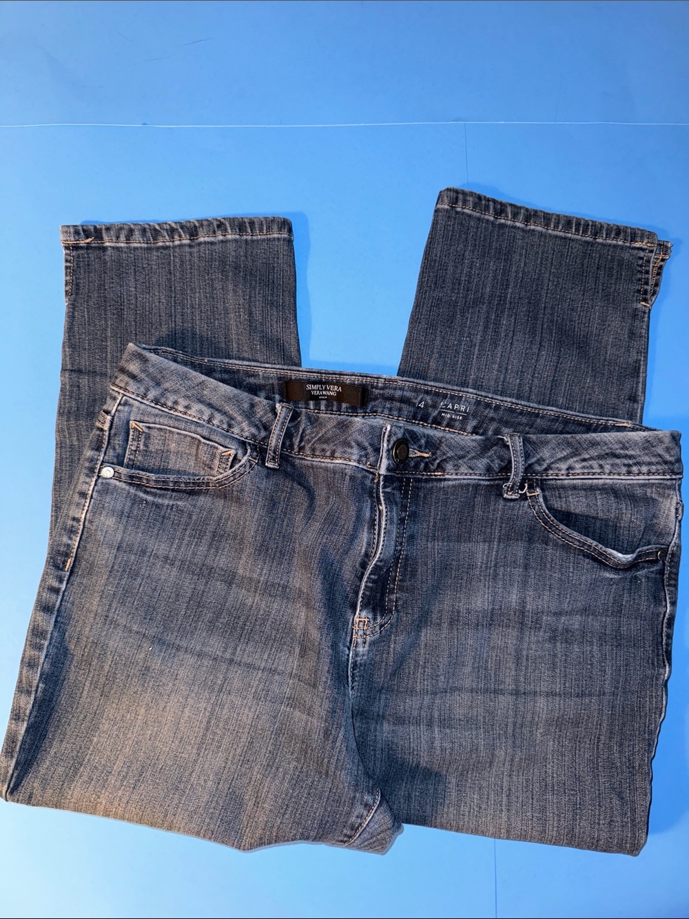 Simply Vera , Vera Wang Mid Rise Straight Capri Jeans - Dark Blue